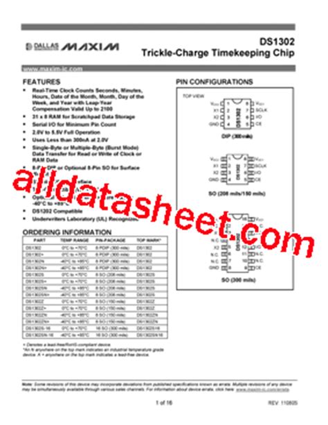 DS1302+ Datasheet(PDF) - Dallas Semiconductor