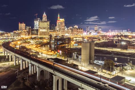 Skyline views and RTA light trails : r/Cleveland