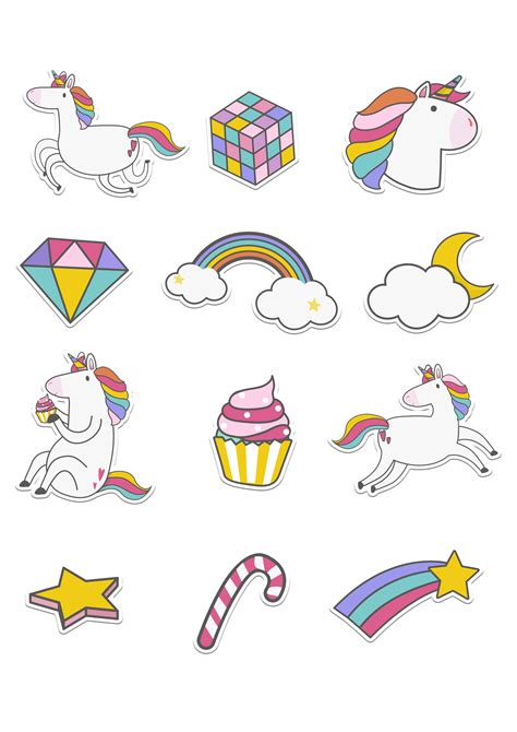 Unicorn stickers – A4 size – Print Buddies