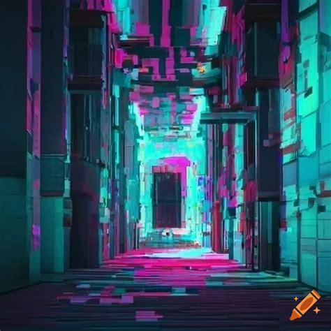 Abstract glitch art called glitched halls