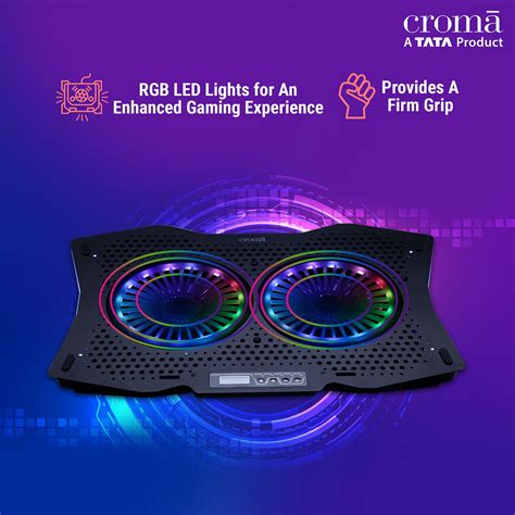 Buy Croma Cooling Pad for Laptops upto 18 Inch (RGB LED, DCX-AA4, Black) Online - Croma