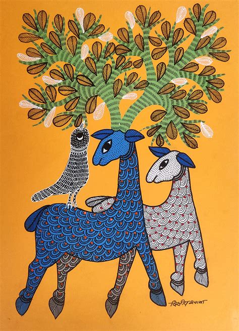 Gond folk art painting by Dilip Shyam