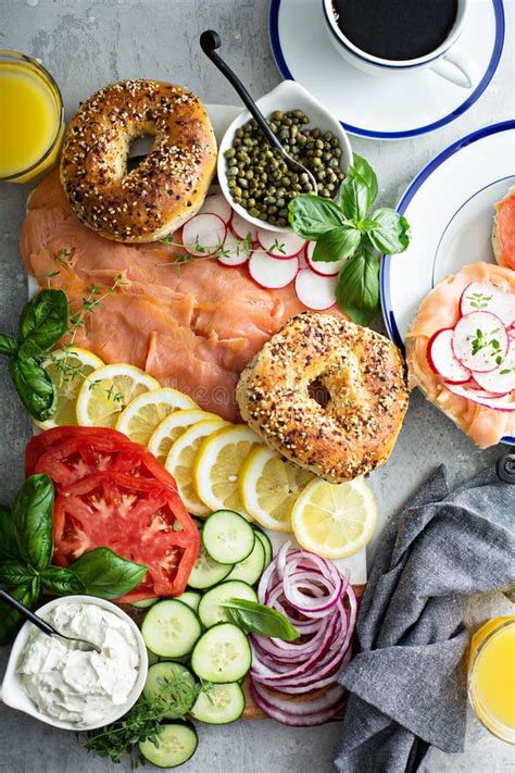 Bagels and lox platter stock photo. Image of brunch - 123020972