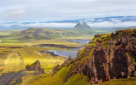 Iceland, mountains, rocks, slopes, grass, sky, clouds wallpaper ...