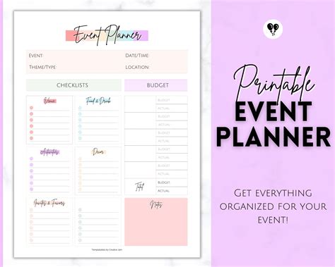 Printable Event Planner Template Party Planner Birthday - Etsy Australia