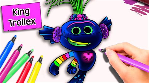 Colouring a Picture of King Trollex from Trolls World Tour - YouTube