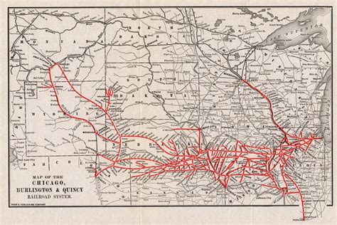 1921 Antique Chicago Burlington Quincy Railroad System Map | Etsy