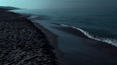 Overcast Sea Beach Waves At Night 4k Wallpaper 4K