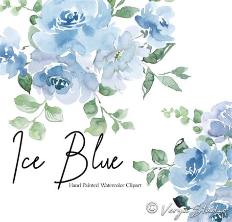 Clip Art Watercolor floral bouquet png Watercolor blue floral clipart Dusty blue wedding ...