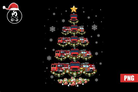 Firefighter Truck Christmas Tree Fireman Graphic by Campfire Stories ...