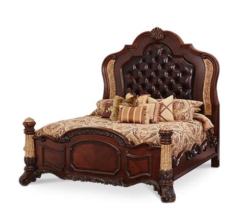 Michael Amini Victoria Palace Bedroom Set w/ Panel Bed in Light Espresso by AICO