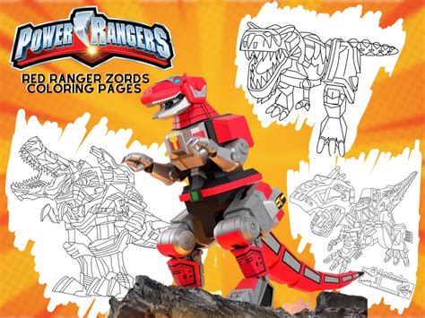 Power Rangers Zords Coloring Pages Red Ranger Zords Red - Etsy