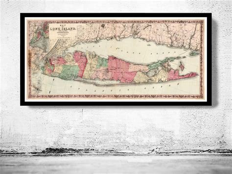 Old Map of Long Island 1863 - VINTAGE MAPS AND PRINTS