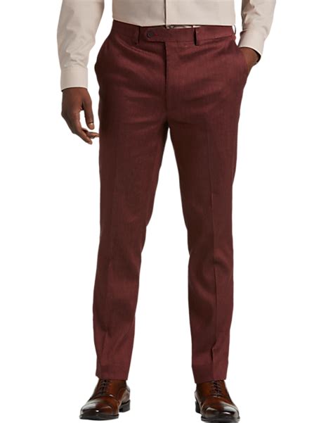 Calvin Klein X-Fit Slim Fit Linen Blend Suit Separates Pants, Brick - Men's Suits | Men's Wearhouse