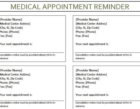 Medical Appointment Reminder - My Excel Templates