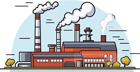 Industry Clipart-red factory buildings with smoke stacks and smoke