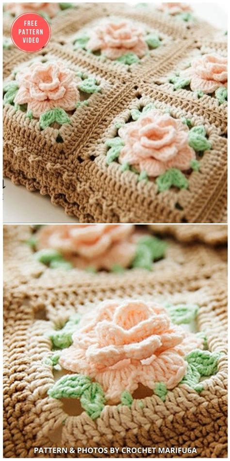 10 Free Beautiful Rose Blankets & Afghans Crochet Patterns - The Yarn Crew