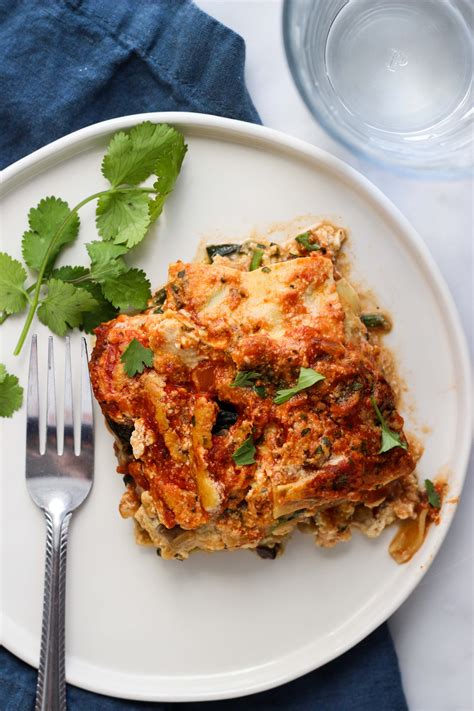 Vegan Spinach and Mushroom Lasagna | Dietitian Debbie Dishes