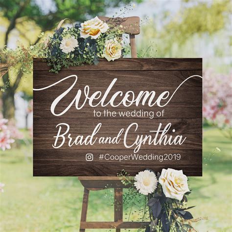 Wedding Welcome Sign - Dark Rustic Wood