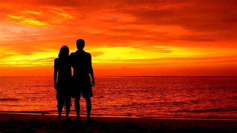 Romantic Beach Sunset Desktop Wallpaper