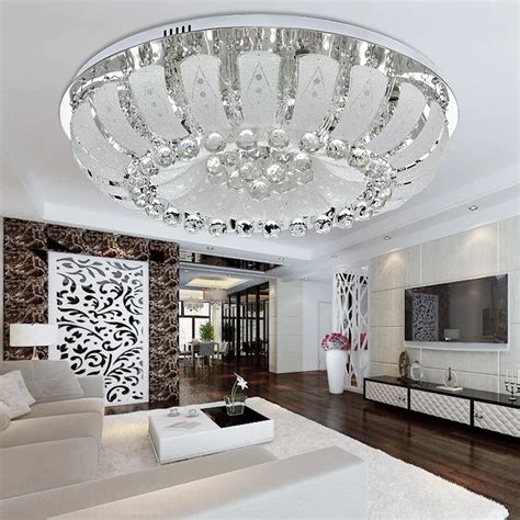 Round LED Crystal Ceiling Lights Simple Modern Living Room Lamp Ceiling Lamp Bedroom Light ...