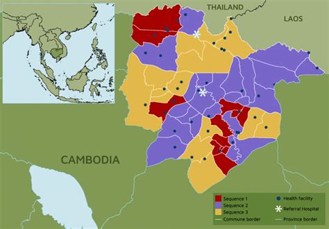 Map of Preah Vihear province, Cambodia showing clusters and health ...