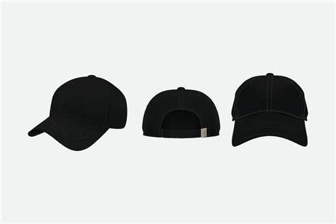 Baseball cap front, back and side view isolated, Baseball cap black ...