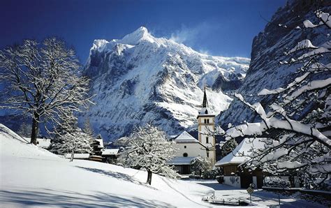 Grindelwald Church, Switzerland | Places in switzerland, Places to visit, Switzerland in winter