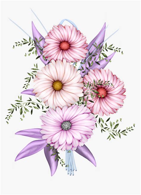 a bouquet of pink and purple flowers on a white background