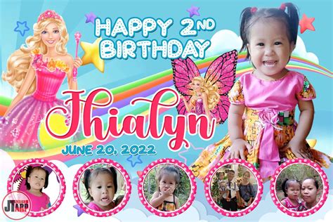 3x2 Happy 2nd Birthday Jhailyn Barbie Tarpaulin Design