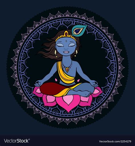 Hindu God Krishna Royalty Free Vector Image - VectorStock , #AFF, #Krishna, #Royalty, #Hindu, # ...