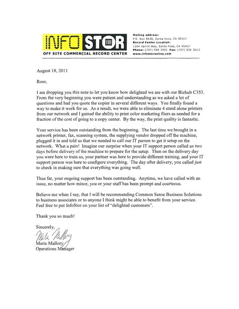 Testimonial Letters | Common Sense Business Solutions