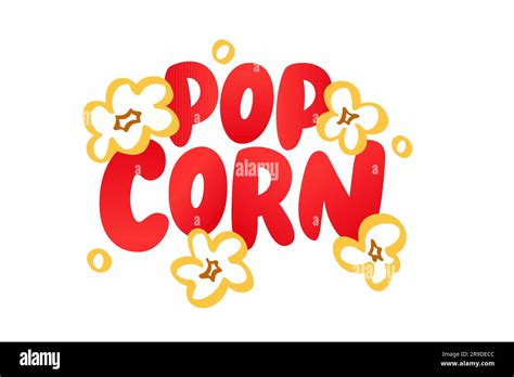 POPCORN logo. Popcorn text with pop corn snack icon. Vector ...