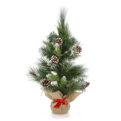 Mini Tabletop Christmas Tree with Snow & Pinecones: 18 inches - Walmart ...