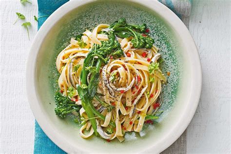 White anchovies, chilli, garlic and lemon fettuccine - Recipes - delicious.com.au