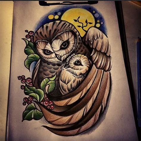 12+ Best Owl Family Tattoo Designs | PetPress | Owl tattoo design, Baby owl tattoos, Traditional ...