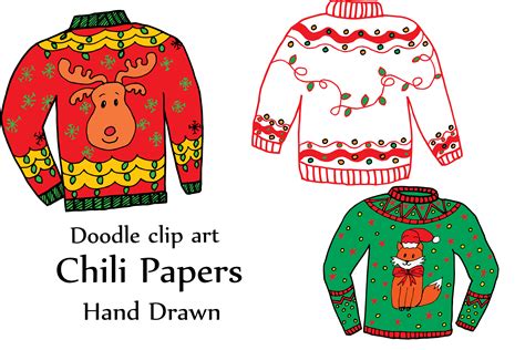 Ugly Christmas Sweater Clipart (29191) | Illustrations | Design Bundles