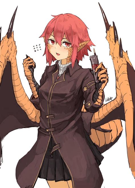 Kawaii dragon girl: anime monster character [Artist: Hitokuirou] - Original anime characters ...