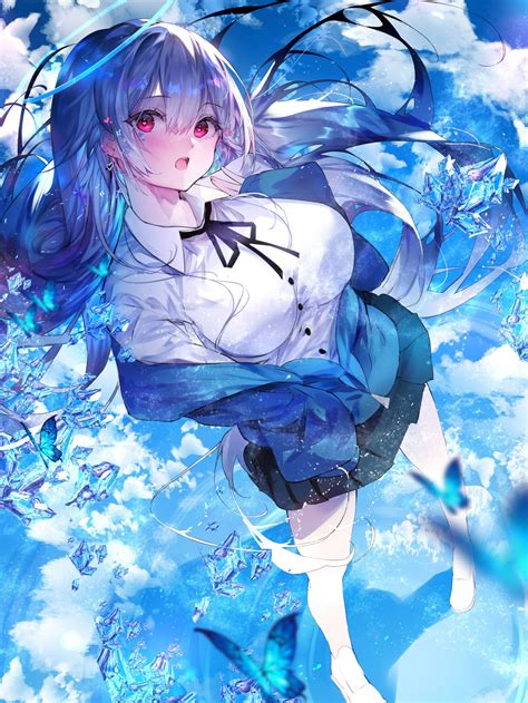 Wallpaper : anime girls, vertical, schoolgirl, school uniform, blue ...