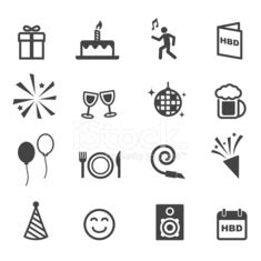 birthday party icons vector image & clipart | Royalty Free