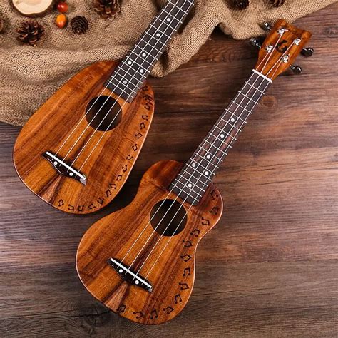 Koa Acacia Top Solid Ukulele Pineapple 21'' inch Pineapple Molokai-in Ukulele from Sports ...