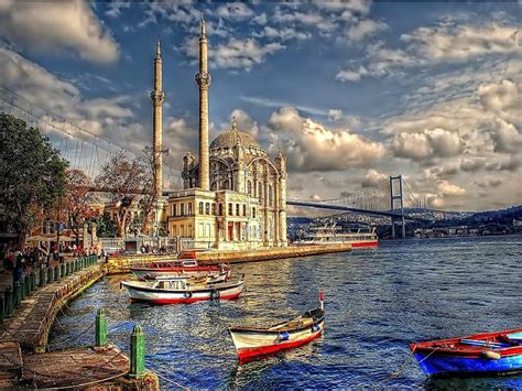 Istanbul, boat, mosque, turkey, istanbul, sea, ortakoy, HD wallpaper ...