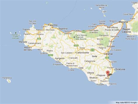 Noto in Map of Sicily