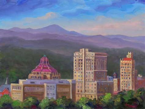 City from Town Mountain - Asheville Painting