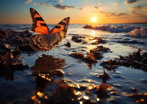 Premium AI Image | butterfly at sunset