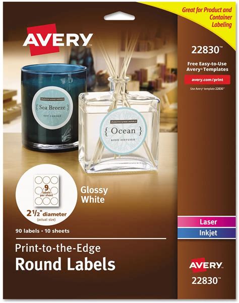 Avery Label Template 22830 : Avery Printable Round Labels With Sure Feed 2 5 Diameter Glossy ...