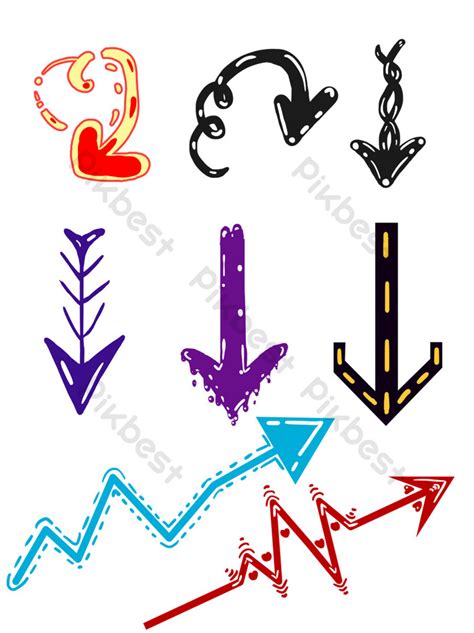 Cartoon Drawing Cute Arrow Set Illustration Colorful Commercial Elements PNG Images | PSD Free ...