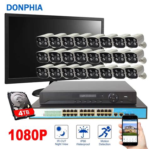 1080P 24CH Security Camera System POE NVR Kit+PoE Switch+2MP IP Camera+4TB HDD+17'' Display POE ...