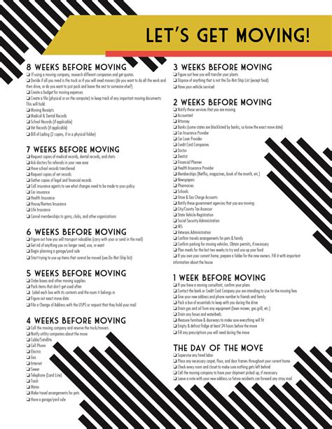 Free Moving Checklist Printable | You've only got 8 weeks until the big move. Use this template ...