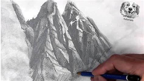 How to draw realistic mountains with pencil / follow along drawing ...